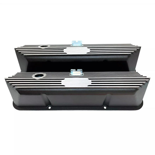 Ford FE Tall Valve Covers - Oval Plate - Custom Logo - Black
