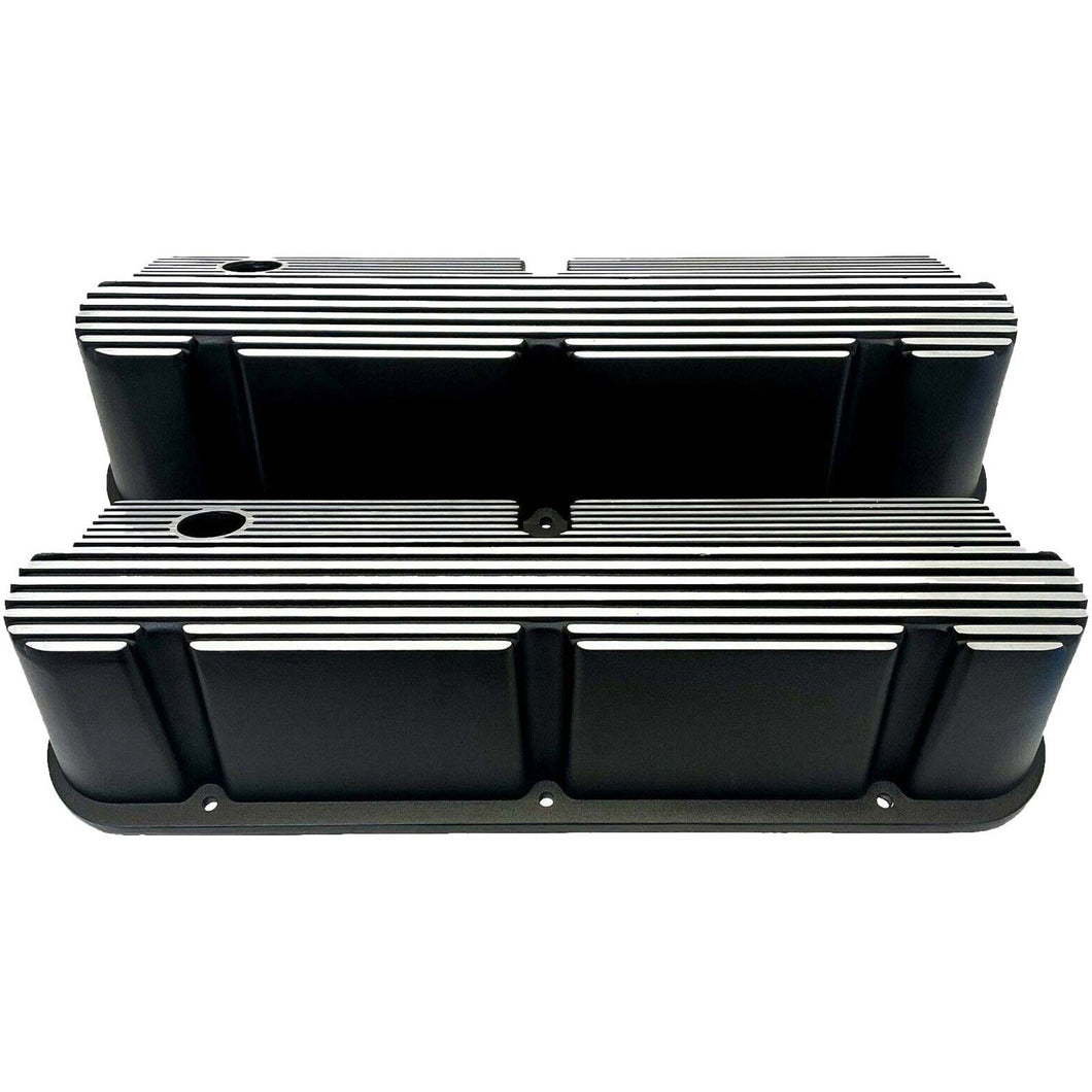 Ford Small Block Pentroof All-Finned Valve Covers - Black
