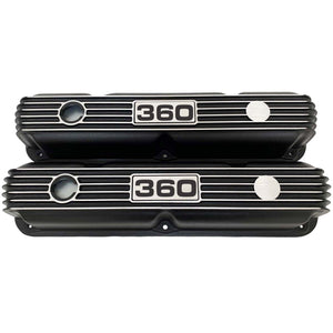 Mopar 360 Finned Valve Covers - Die-Cast Aluminum - Black