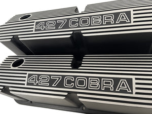 Ford Small Block Pentroof 427 Cobra Valve Covers - Open Letter - Black