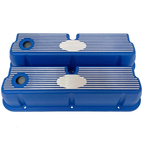 Ford Small Block 289 351W Tall Valve Covers - Narrow Fin - Custom - Blue
