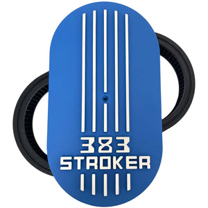 383 Stroker 15" Oval Air Cleaner Kit - Raised Letter - Blue
