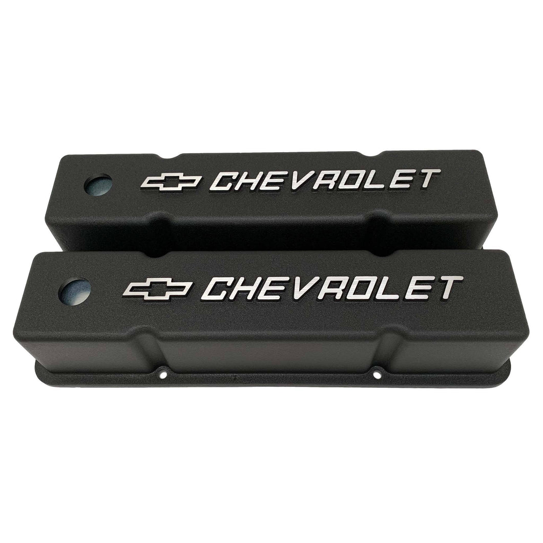 Chevrolet Raised Letter Tall Valve Covers - Black