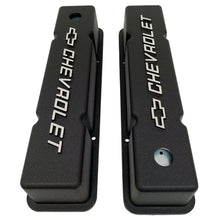 Load image into Gallery viewer, Small Block Chevy Chevrolet Raised Letter Tall Valve Covers - Black