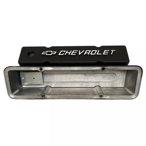 Small Block Chevy Chevrolet Raised Letter Tall Valve Covers - Black