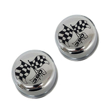 Load image into Gallery viewer, FE 390 Checkered Flag Valve Cover Breather Set - Chrome