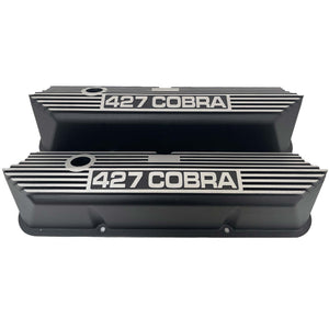 Ford FE Tall 427 Cobra Valve Covers - Long Plate - Black