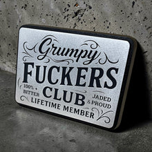 Load image into Gallery viewer, Grumpy Fuckers Club Diecast Aluminum Engraved Tow Hitch