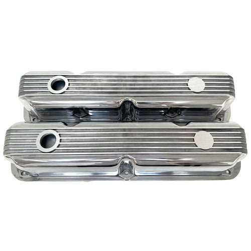 Mopar 318, 340, 360 ALL- Finned Valve Covers - Die-Cast Aluminum - Polished
