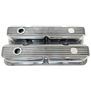 Mopar 318, 340, 360 ALL- Finned Valve Covers - Die-Cast Aluminum - Polished