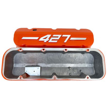 Load image into Gallery viewer, Big Block Chevy 427 - RAISED LOGO - Tall Valve Covers - Orange
