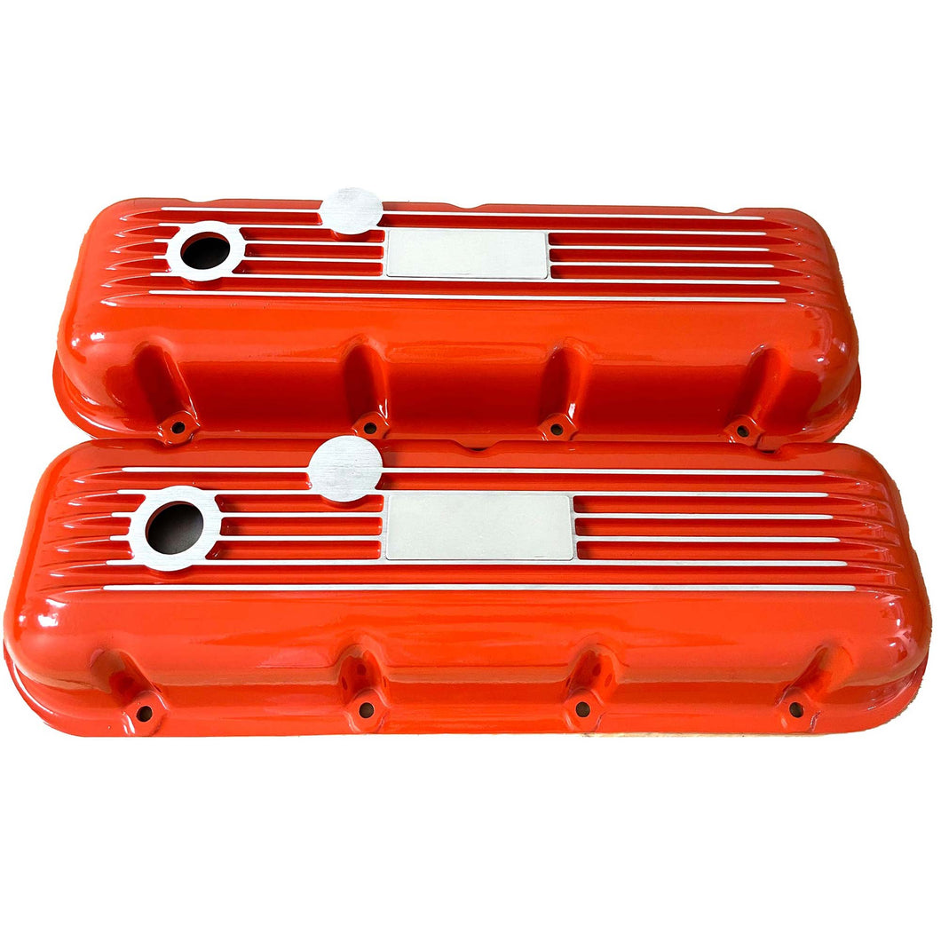 Big Block Chevy Finned Valve Covers - Custom - Orange