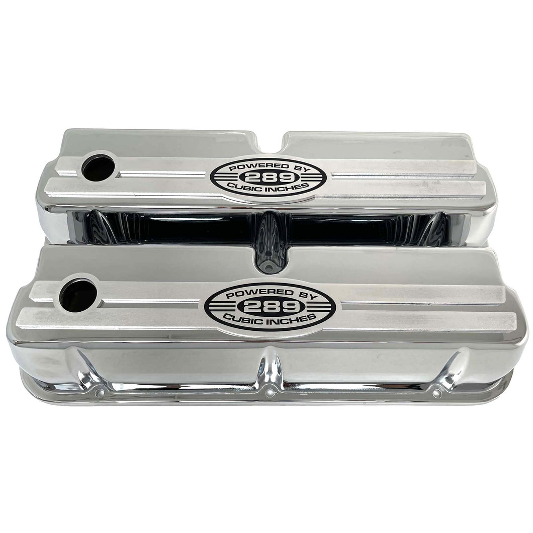 Ford Small Block 289 Tall Valve Covers - Oval Billet - Polished
