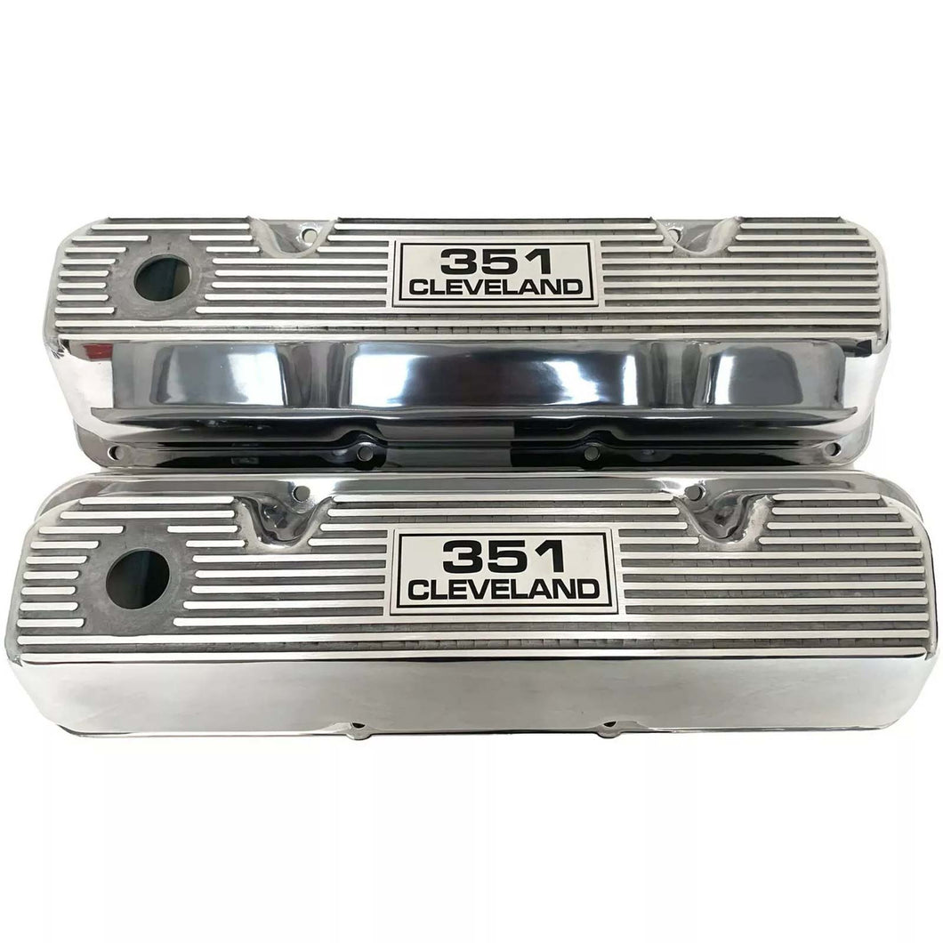 Ford 351 Cleveland - Finned Valve Covers - Polished