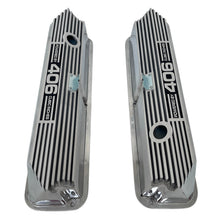 Load image into Gallery viewer, Ford FE Tall Powered By 406 Valve Covers - Long Plate - Polished