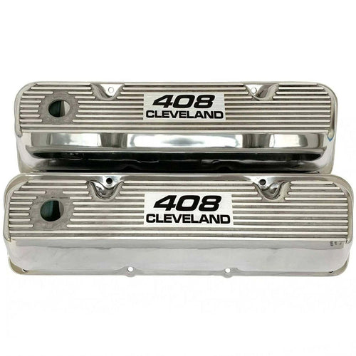 Ford 408 Cleveland - Finned Valve Covers - Polished