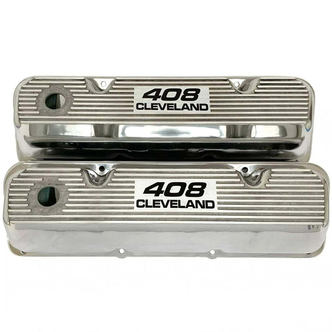 Ford 408 Cleveland - Finned Valve Covers - Polished