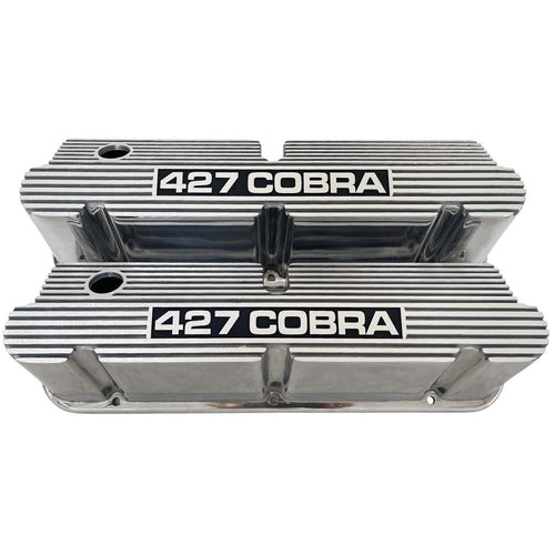 Ford Small Block Pentroof 427 Cobra Valve Covers - Solid Letter - Polished