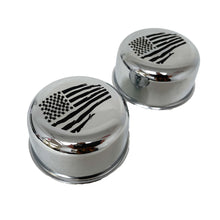 Load image into Gallery viewer, American Flag Chrome Valve Cover Breather Set - Polished
