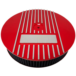13" Round Finned Air Cleaner Kit - Custom - Red