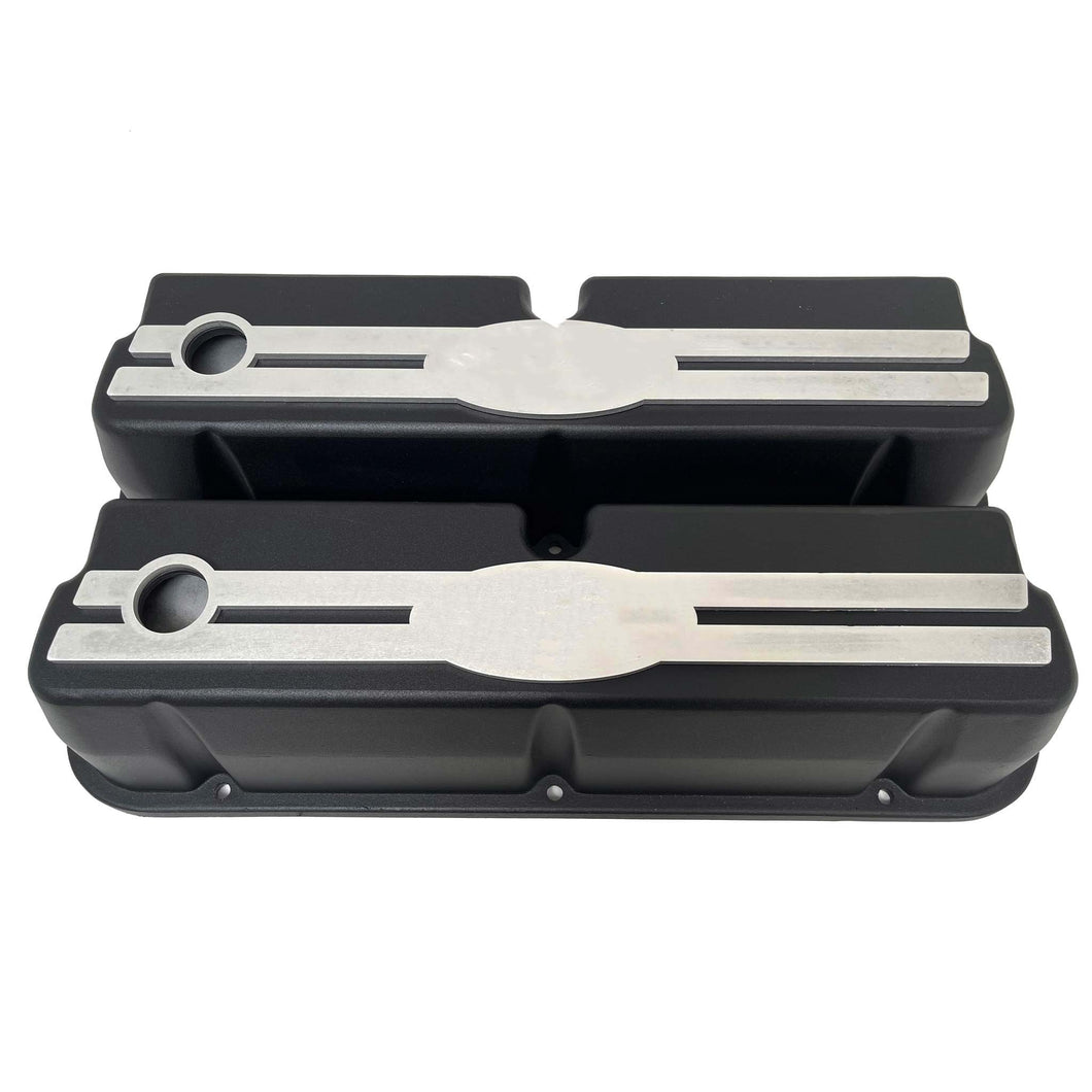 Ford Small Block 289 351W Tall Valve Covers - Oval Billet - Custom - Black