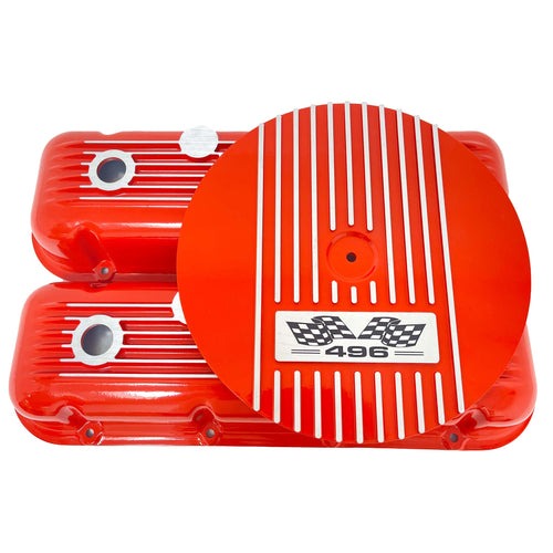 Big Block Chevy 496 Flag Logo Valve Covers & 13