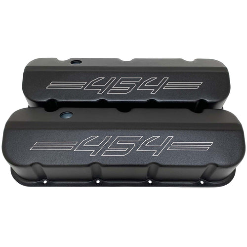 Big Block Chevy 454 Tall Valve Covers - Outline Logo - Black