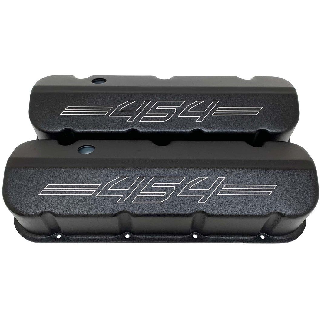 Big Block Chevy 454 Tall Valve Covers - Outline Logo - Black