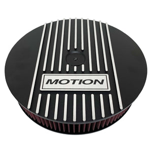 ansen valve covers, 13" round air cleaner kit, motion logo, front view
