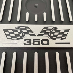 Small Block Chevy 350 Flag Logo 14" Air Cleaner Kit - Black