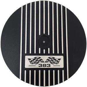 Small Block Chevy 383 Flag Logo Valve Covers & 13" Air Cleaner - Black