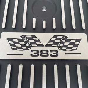 Small Block Chevy 383 Flag Logo Valve Covers & 13" Air Cleaner - Black