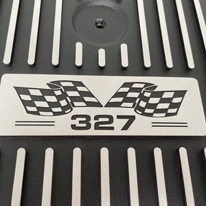 Small Block Chevy 327 Flag Logo 14" Air Cleaner Kit - Black