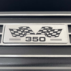 Small Block Chevy 350 Flag Logo Valve Covers & 13" Air Cleaner - Black