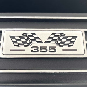 Small Block Chevy 355 Flag Logo Valve Covers & 13" Air Cleaner - Black