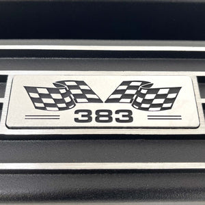 Small Block Chevy 383 Flag Logo Valve Covers & 13" Air Cleaner - Black