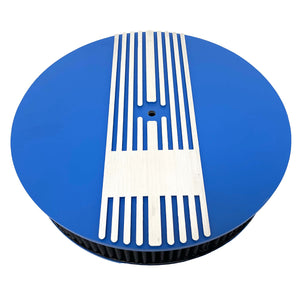 13" Round Custom Air Cleaner Lid Kit - Narrow Fins - Blue