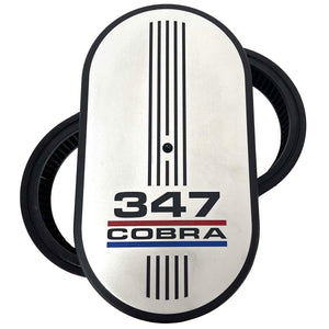 Ford 347 Cobra 15" Oval Air Cleaner Kit - 3 Color Logo - Silver