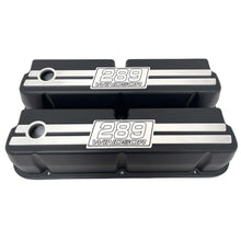 Load image into Gallery viewer, Ford 289 Windsor Tall Valve Covers With Custom Engraved Billet Top - Black