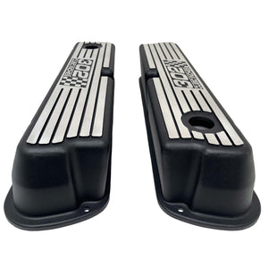 Ford 302 Windsor Black Tall Valve Covers, 302 CUBIC INCHES, Style 2