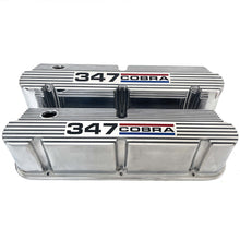 Load image into Gallery viewer, Ford Small Block Pentroof 347 Cobra Tall Valve Covers, 3 Color Logo - Polished