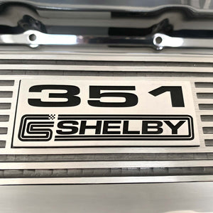 Ford 351 Cleveland Shelby Logo Valve Covers - Style 1 - Polished