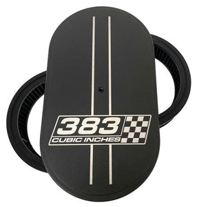 383 CUBIC INCHES - 15" Oval Air Cleaner Kit - Engraved - Black