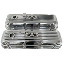 Load image into Gallery viewer, Big Block Chevy 396 Flag Logo, Classic Finned, Polished Valve Covers