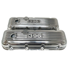 Load image into Gallery viewer, Big Block Chevy 396 Polished Valve Covers, Classic Finned, V2