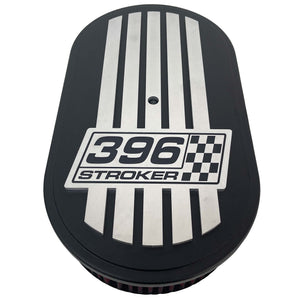396 Stroker - Raised Billet Top - 15" Oval Air Cleaner Kit - Black