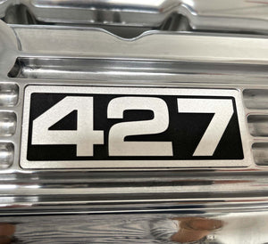 Big Block Chevy 427 Polished Valve Covers, Classic Finned - Style 2