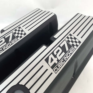 Ford 427 Windsor - NEW Wide Fin Black Valve Covers - 427 Cubic Inches