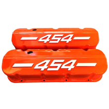 Load image into Gallery viewer, Chevy 454 - RAISED LOGO - Big Block Valve Covers Tall - Orange