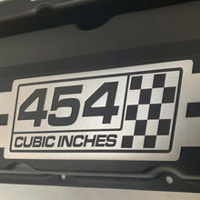 Load image into Gallery viewer, Chevy 454 Cubic Inches - Big Block Tall Slant Top Valve Covers - Engraved Raised Billet - Black